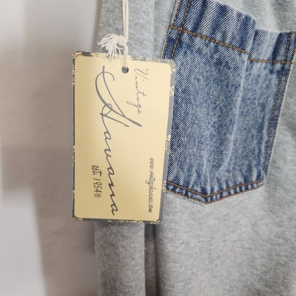 NWT Vintage Havana‎ WASHED DENIM AND FLEECE COMBO JOGGER Size Small - Picture 5 of 15